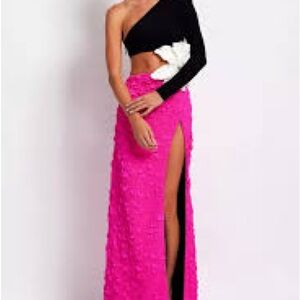RARE- PatBO  One-Shoulder Jacquard Maxi Dress